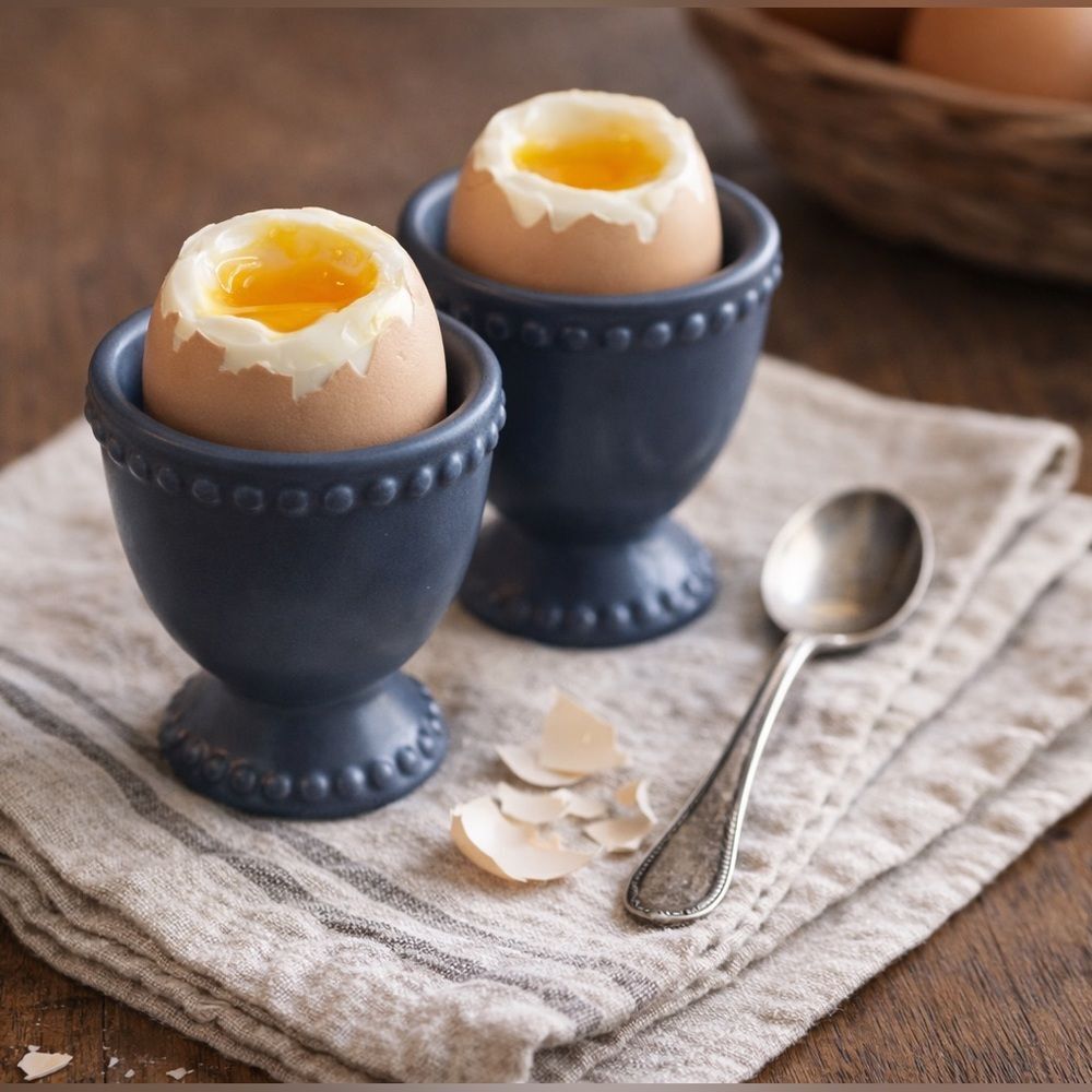 Egg Cup Set of 2 for Brunch Decor Gray Black Pedestal Footed